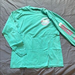 Green Long Sleeve Tee with Graphic Design